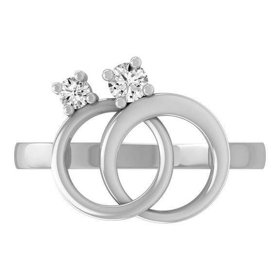 Interlock Circle Diamond Ring, Two Stone Diamond Engagement Ring, Minimalist Women's Diamond Ring, 925 Sterling Silver, 1.5 Ct Simulated Diamond, Wedding Anniversary Gift Ring For Her