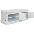 thumbnail image 3 of Bellemave Storage Bench with 4 Drawers, Entryway Shoe Bench with Cushioned Seat, Wooden End of Bed Bench with Cabinet and Shelves for Bedroom/Living Room/Entryway/Foyer/Hallway (White), 3 of 10