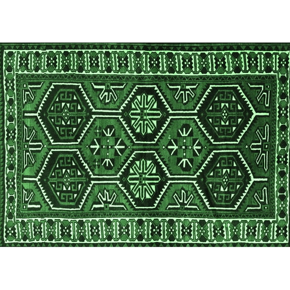 Ahgly Company Indoor Rectangle Persian Emerald Green Traditional Area Rugs, 3' x 5'