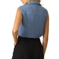 thumbnail image 3 of INSPIRE CHIC Women's Work Bodysuit Tops Button Down Sleeveless Leotard Shirt M Grey Blue, 3 of 5