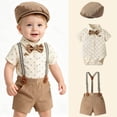 thumbnail image 2 of FYDUU Summer Boys Shorts Set Baby Boy Clothes Suit Short Sleeve Dress Shirt Romper Tops Suspenders Shorts Toddler Gentleman Outfits,9-12 Months, 2 of 7