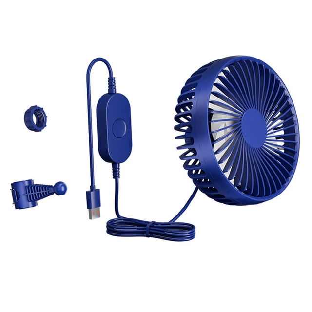 Tnarru USB Car Cooling Fan Adjustable Backseat Compact, Portable, Rotatable Air Circulation Fan for RV, Home, Vehicle, Sedan Blue