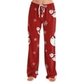 thumbnail image 5 of Women's Casual Fashion Christmas Printed Trousers Plush Casual Pants, Comfortable Home and Sleepwear Bottoms for Winter, Elastic Waist with Drawstring, Beige, M, 5 of 7