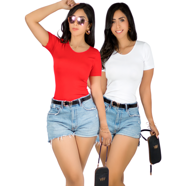 SET DE 2 BLUSAS PLAYERA DE MUJER DOS COLORES CANALÉ STRETCH