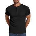 thumbnail image 6 of COOFANDY Men Short Sleeve Casual T Shirt Basic Solid Button Henley Daily Shirt with Pocket, 6 of 9