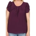 thumbnail image 5 of Women's Plus Size Casual Pleated Front Petal Cap Sleeve Round Neck Tee Blouse Top, 5 of 6