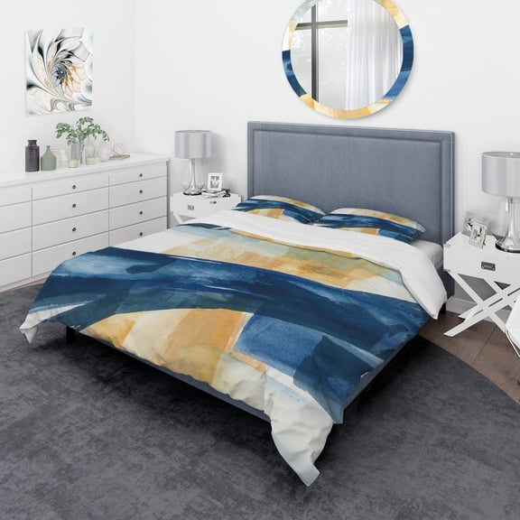 Designart 'Indigo Panel III' Geometric Duvet Cover Set