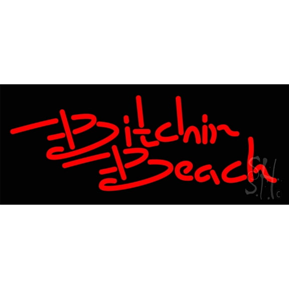 Bitchin Beach LED Neon Sign 10 x 24 - inches, Clear Edge Cut Acrylic Backing, with Dimmer - Bright and Premium built indoor LED Neon Sign for special occasion decor.