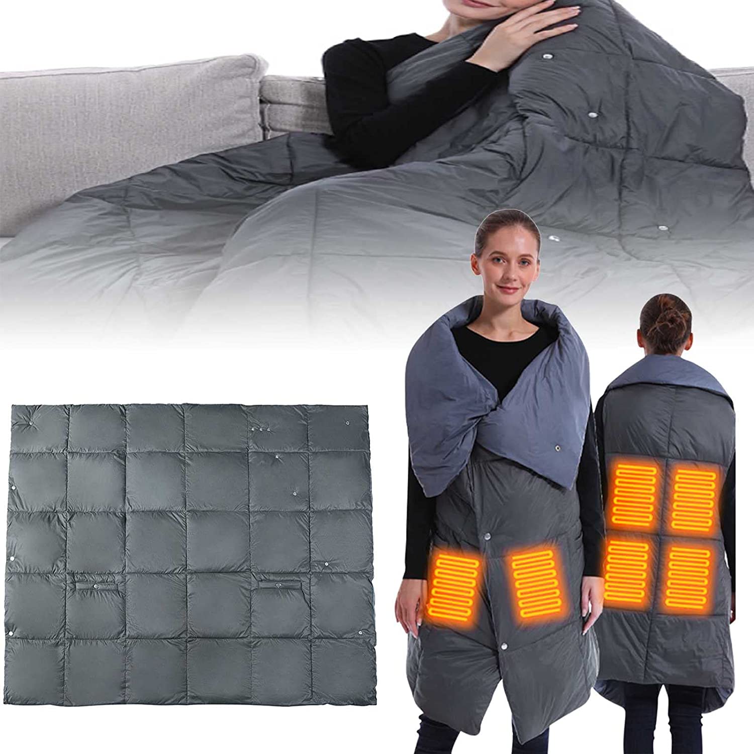 Electric Heating Blanket Vest 6 Zone Wearable USB Heated Blanket Multifunction Electric Blanket Vest Shawl Knee Pad for Outdoor | Walmart Canada Electric Heating Blanket Vest 6 Zone Wearable USB Heated Blanket Multifunction Electric Blanket Vest Shawl Knee Pad for Outdoor | Walmart Canada
