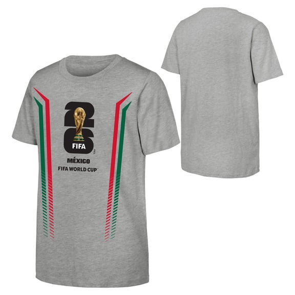 FIFA World Cup 2026 Men's Gray Stripe Mexico Soccer Graphic Tee