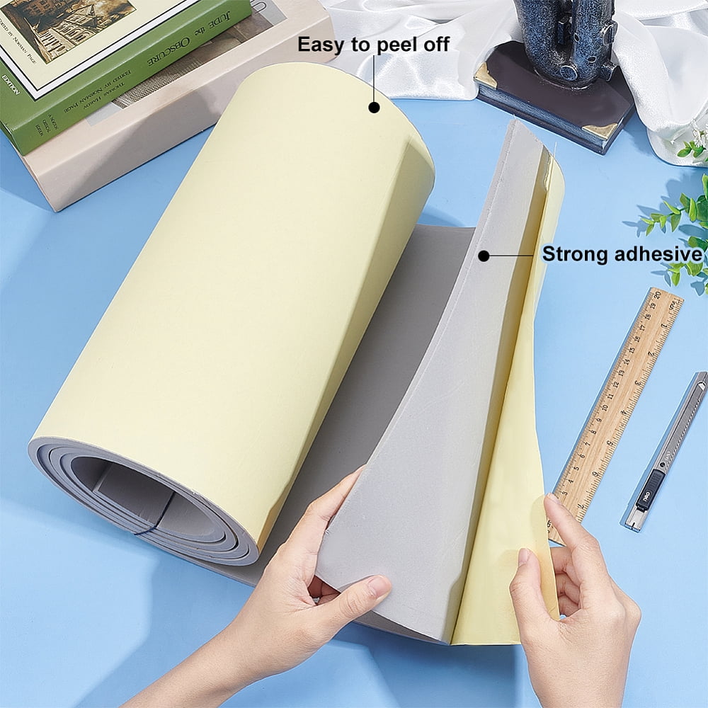 Adhesive EVA Foam Sheets for Art Supplies Paper Scrapbooking Cosplay Foamie Crafts Light Grey 300x6mm 2m/roll