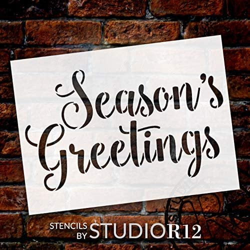 Reusable Mylar Template Craft & Paint Wood Sign Merry Christmas Stencil by StudioR12 DIY Cursive Script Mistletoe Home Decor Gift 13.75 inches x 11 inches Select Size