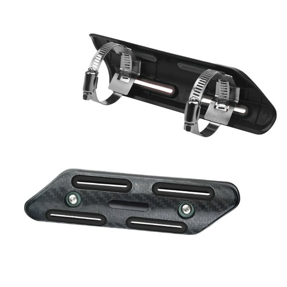 Black Motorcycle Exhaust Protector Cover Decorative Heat Shield 7.28X1.97X0.39 Inches Aluminum Alloy For Bike Customization Black