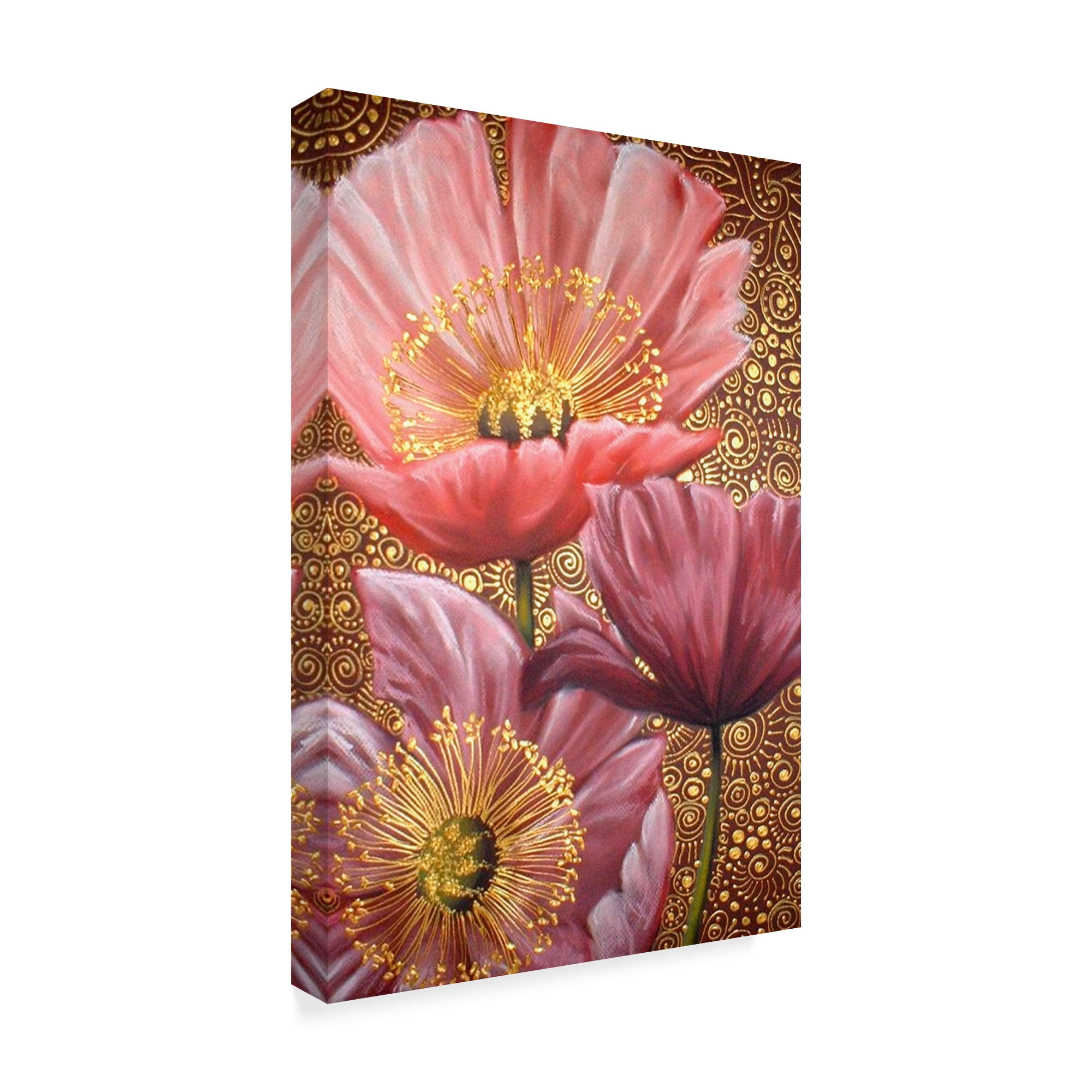Trademark Fine Art 'Three Pink Poppies' Canvas Art by Cherie Roe Dirksen