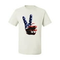 thumbnail image 2 of American Flag Peace Sign Hand Pop Culture Men's Graphic T-Shirt, White, Medium, 2 of 3