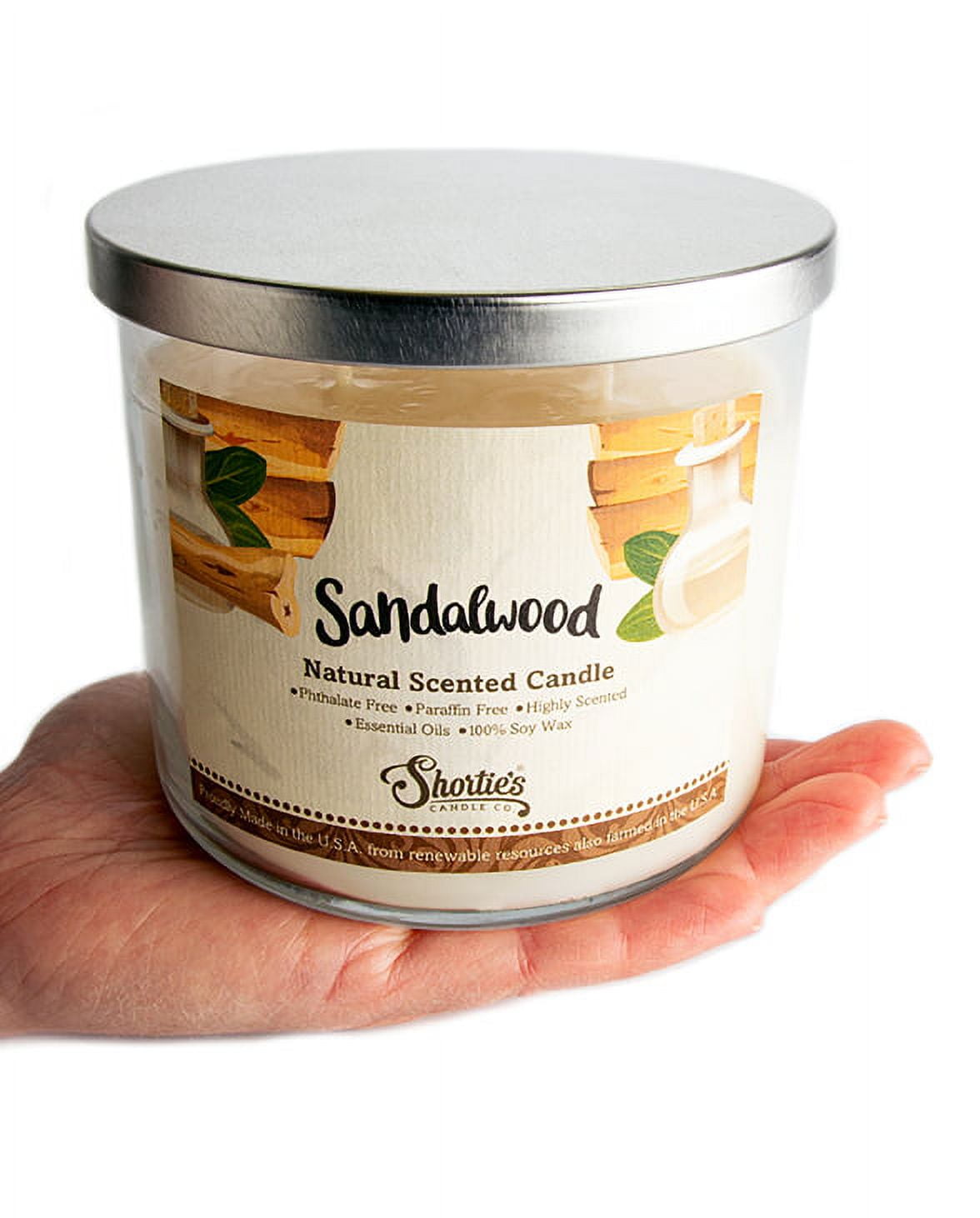 Sandalwood Scented 3 Wick Candle - All Natural - Made with 100% Responsibly Sourced Soy and Essential Fragrance Oils - Phthalate & Paraffin Free, Vegan, Non-Toxic