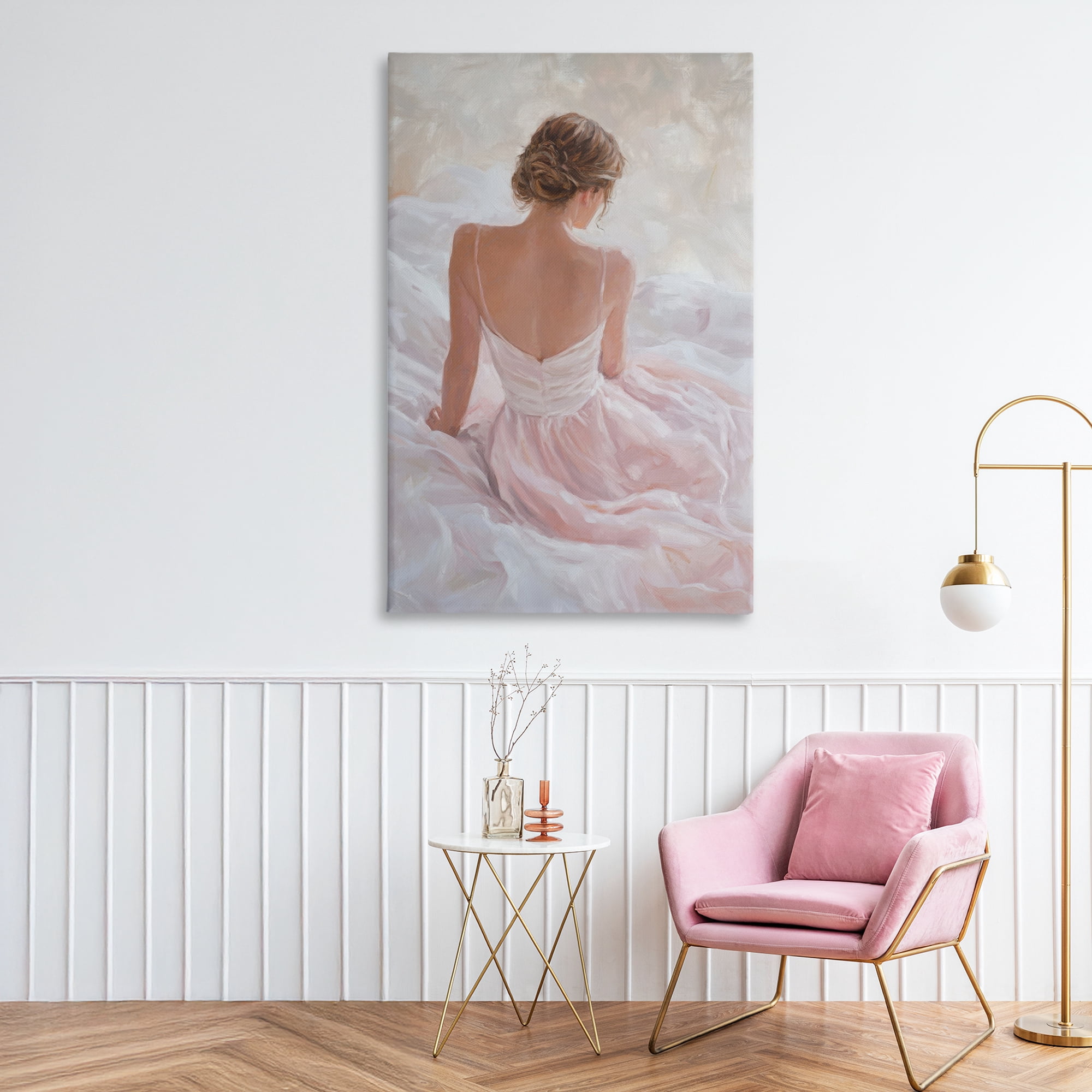 Stupell Industries Quiet Reflection in Pastel Pink Canvas Wall Art, design by Petal Prints Design