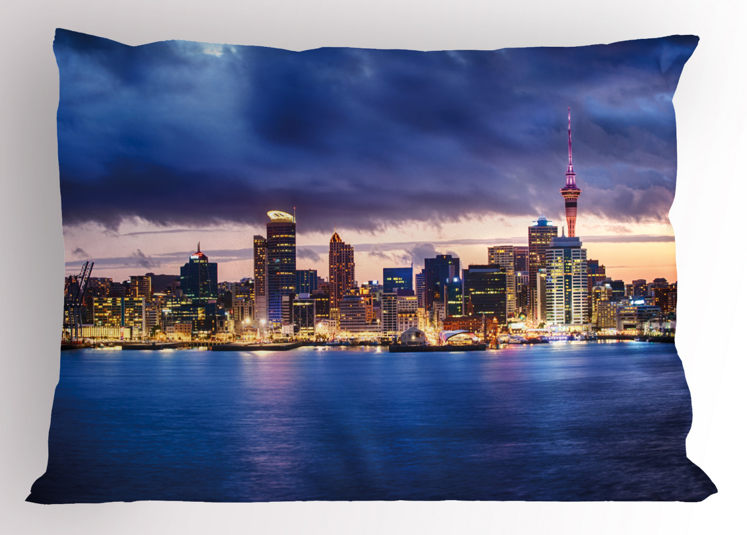 City Pillow Sham Auckland The Biggest City in New Zealand Waterfront