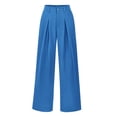 thumbnail image 4 of Yuhangmm Women's Pants Women Wide Leg Casual Pants High Waisted Stretchy Business Work Trousers Dressy Outfits with Pockets for Everyday Wear Sky Blue M, 4 of 5