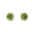 thumbnail image 2 of Dazzlingrock Collection 5mm Round Peridot & White Diamond Halo Pushback Stud Earrings for Women (0.10 ctw, Color I-J, Clarity I1-I2) in 14K Yellow Gold, 2 of 5