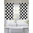 thumbnail image 4 of Black Plaid White Plaid Sheer Curtains 45 inches Long 2 Panels Set Simple Classic Geometric Tiers Sheers Rod Pocket Small Window Short Curtains for Kitchen Cafe, Each 52" W x 45" L, 4 of 7