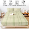 thumbnail image 5 of Twin Sze Fitted Sheet Set - Check Plaid 2 Piece Bedding Sets 16" Deep Pocket Fitted Sheet with 1 Pillowcase, Green Grids Stripes Modern Minimalist Brushed Microfiber Hotel Luxury Bed Sheets, 5 of 9
