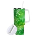 thumbnail image 2 of 40 oz Insulated Stainless Steel Tumbler Double Wall Stainless Steel Tumbler with 2-Way Drinking Green Ink Splatter Pattern, 2 of 9