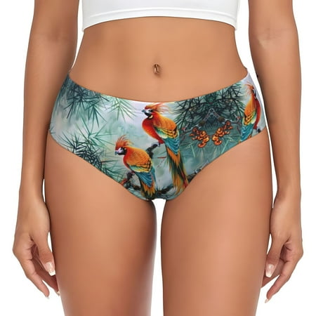 Womens Underwear - Exotic Birds Forest No Show Seamless Underwear for Women  Soft Stretch Sexy Women s Panties  Cute Hipster Ladies Panties Bikini Underwear Briefs