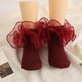 thumbnail image 2 of 1 Pair Children Socks Lace Decor Anti-slip Ballet Dancing Performance Socks, 2 of 6