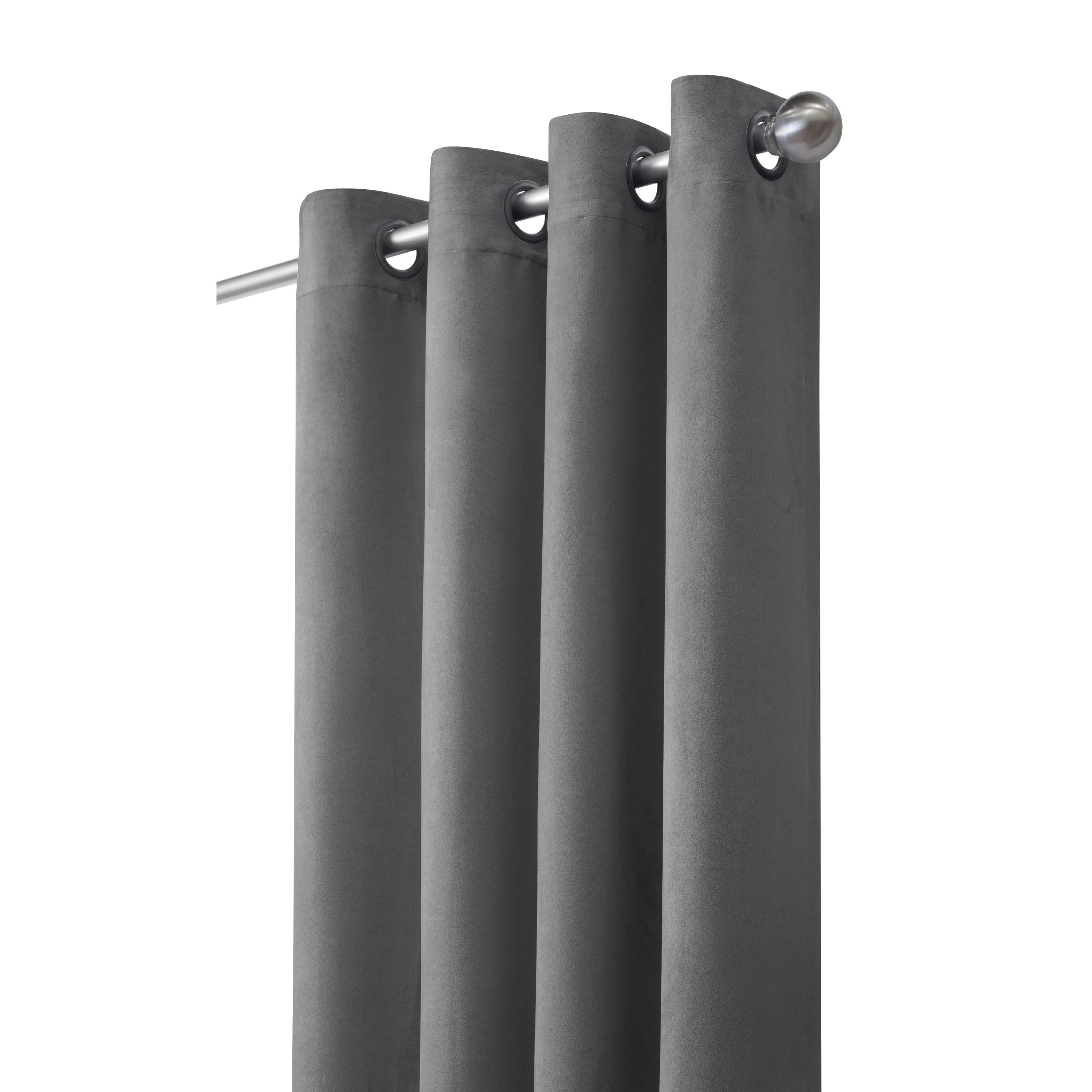 Nova Total Blackout Woven Faux Suede Curtain Panel 54" x 95" in Dark Grey