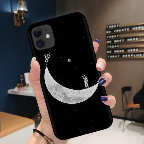 Coque arrière en silicone souple TPU pour iPhone, compatible modèles 6, 7, 8, 11 Pro Max, X, Poly, XS Max, 12 Mini, lune, étoile, astronome, drôle qiuyongming unisex