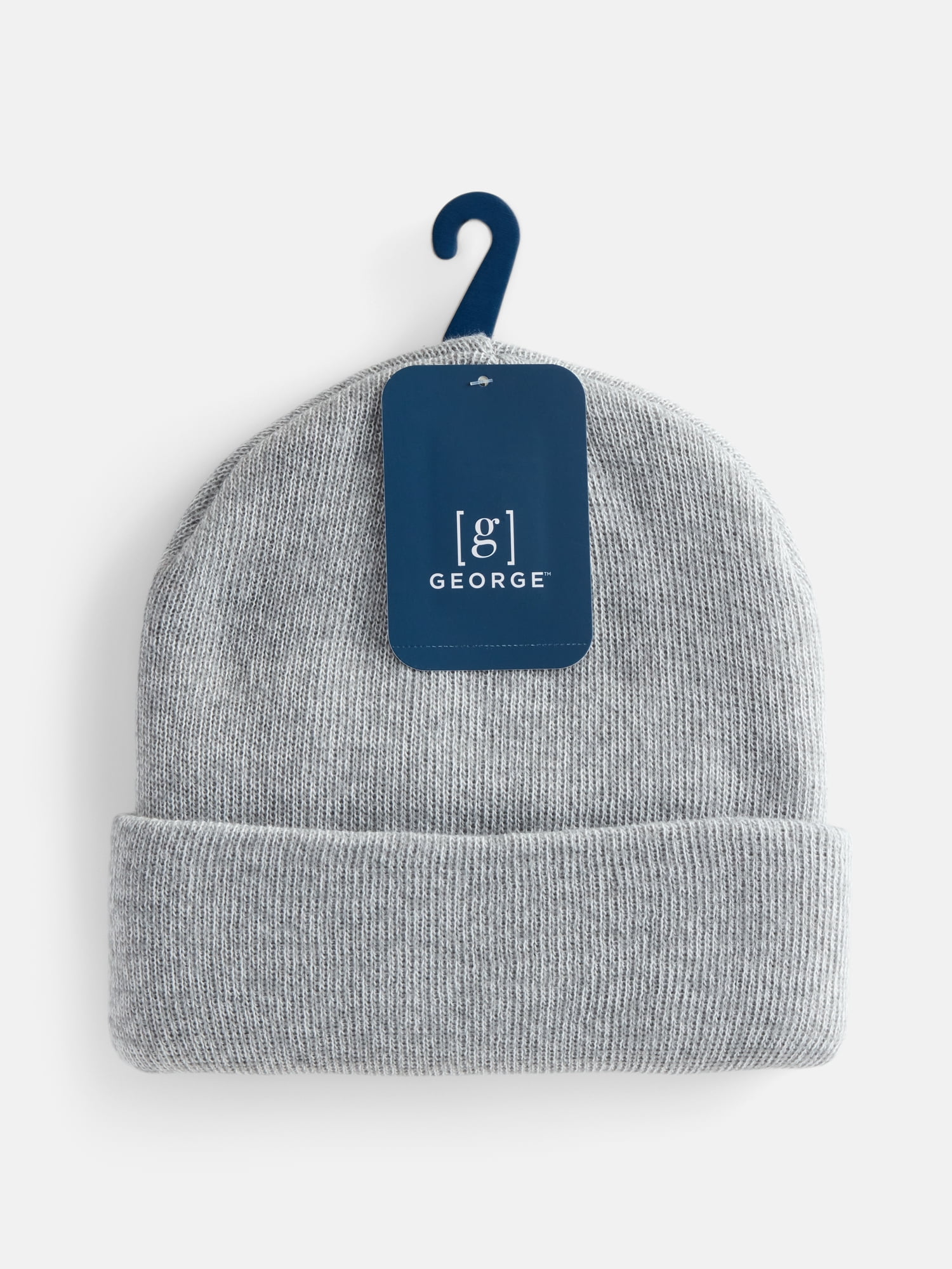 George Men's Knit Cuffed Beanie Hat, Gray