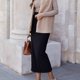 thumbnail image 2 of Falda midi ajustada con tubo, falda ajustada con cintura alta, falda ajustada con cintura alta, falda midi con cintura elástica, de primera línea, 2 of 6