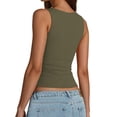 thumbnail image 3 of Camiseta sin mangas AURUZA con cuello cuadrado para mujer, color verde militar, talla M, 3 of 7