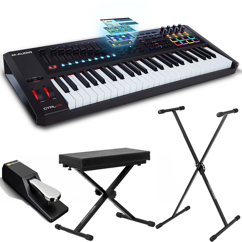 MAudio CTRL 49 Keyboard and MIDI Controller with Ableton Live Lite + Keyboard Stand,Bench