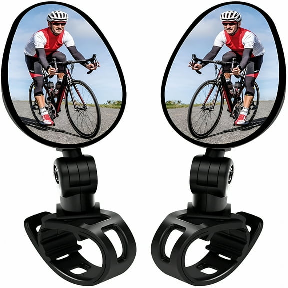 MELIVO 2 Pack Bicycle Mirrors Universal Mini 360° Rotatable Rear View Camera Handlebar Glass Mirrors for Bike Bicycle Ebike Scooter Left and Right Handlebar Side Mirror Bicycle Rearview Mirror