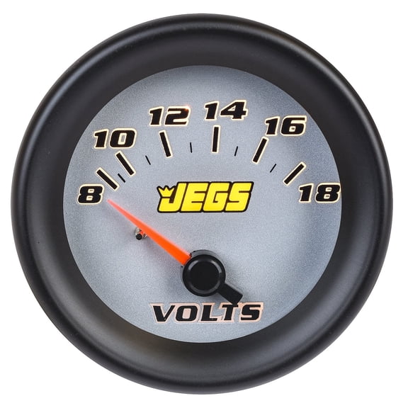 JEGS Voltmeter Gauge [2 1/16 in. Electrical, 8-18 Volts with Silver Face]