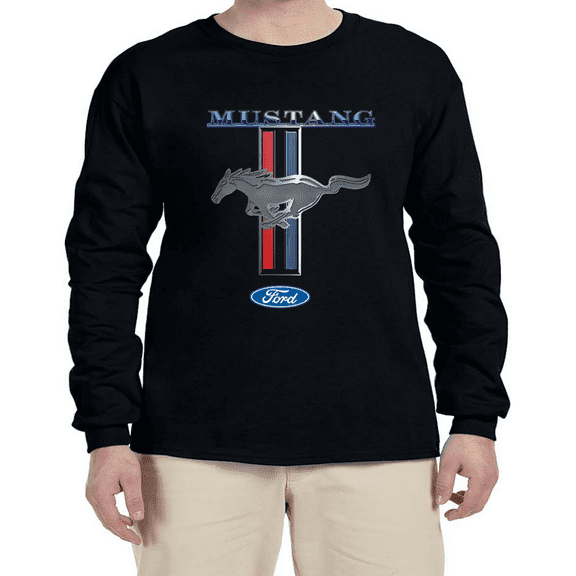 Tri-Bar Ford Mustang Pony T-shirt Mens Graphic Tees Long Sleeve Tee Shirt
