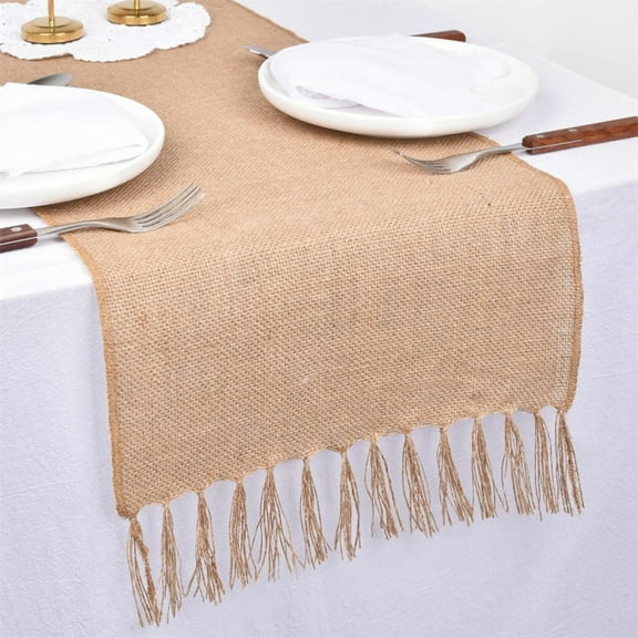Burlap Table Runner Natural Farmhouse Jute Table Runner Thanksgiving Rustic Table Runner for Home Dining Christmas Table Decor