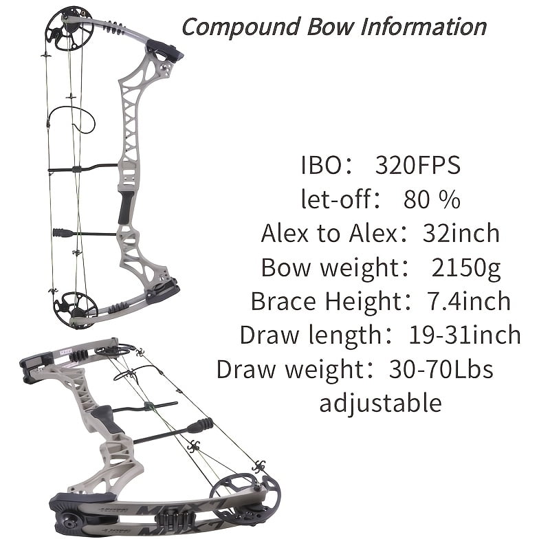 1 Set Of Compound Bow Set 30-70lbs Adjustable Bow And Arrow Set Adults Aluminum Alloy Material Lightweight High-strength Excellent Surface Treatment Corrosion Resistance Wear Resistance