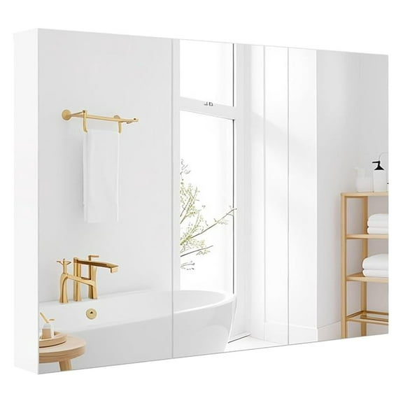 Large Bathroom Medicine Cabinet with Mirror & 3 Mirrored Doors, Wall Mounted, Adjustable Shelves, 36 x 4.5 x 25.5 Inches