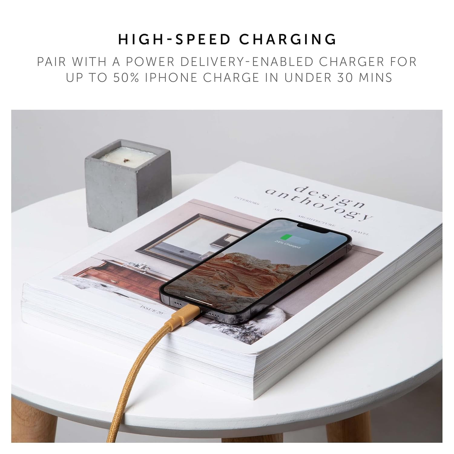 Native Union Belt Cable XL USB-C - 10ft Ultra-Strong Charging Cable Compatible with iPhone 13 & earlier (Kraft)