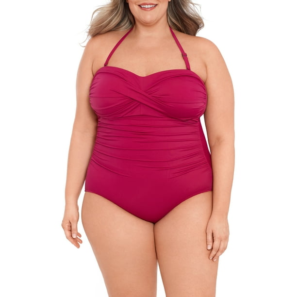 Time and Tru Women's Plus Size Strapless One Piece Swimsuit