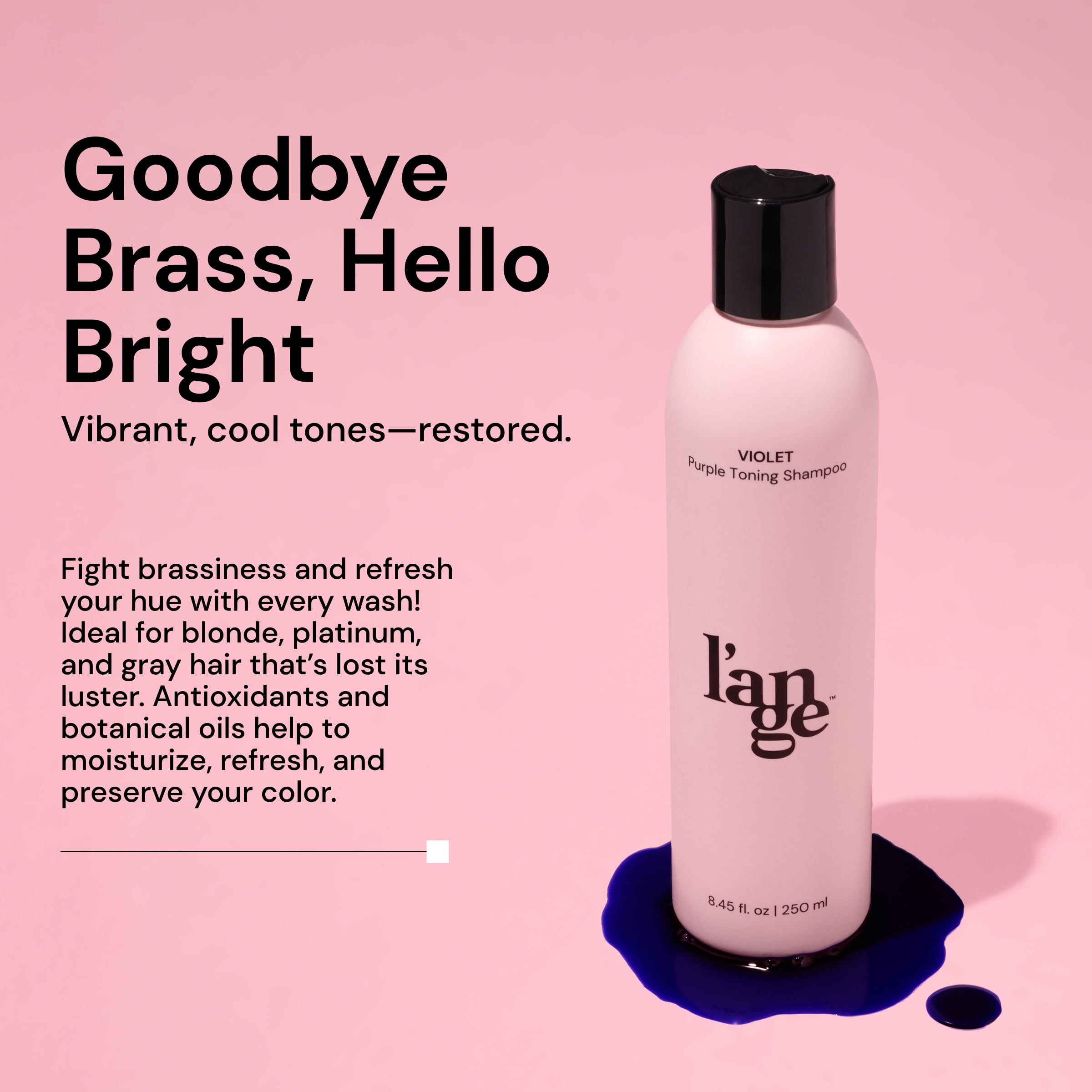 L'ange Hair Violet Purple Toning Shampoo | Tone Corrector for All Hair | UV Protection | Removes Brassy Tones