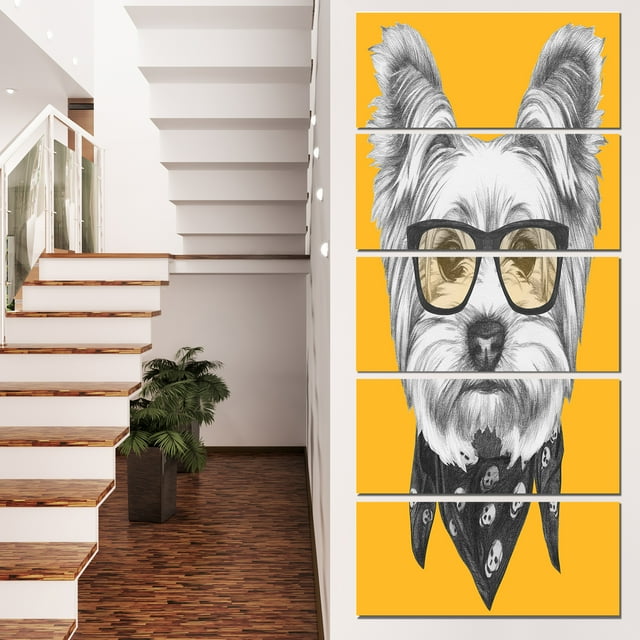 Funny Terrier Dog with Glasses - Animal Canvas Art Print