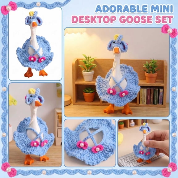 Adorable Mini Desktop Goose Outfit Set, Changeable Soft Fabric Clothes With Hat, Ideal For Porch Yard Entryway Holiday Seasonal Decor