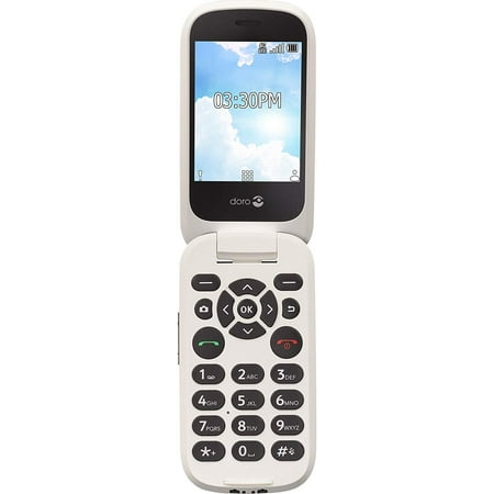 Doro (7050TL) Flip Easy-to-Use Cell Phone for Seniors by Tracfone (White/Black) (Multi color)