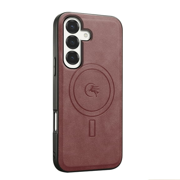 Magnetic Case for Samsung Galaxy S23 Luxury Premium PU Leather [Compatible with MagSafe] Shockproof Slim Anti-Scratch Dust-Proof Lightweight Phone Cover For Samsung Galaxy S23,Winered