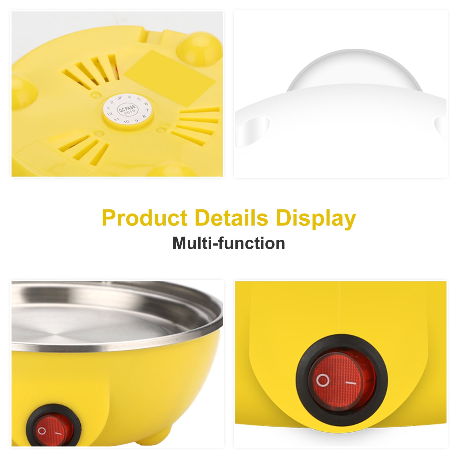 AQwzh Rapid Egg Cooker Electric for Hard Boiled, Poached, Scrambled Eggs, Omelets, Steamed Vegetables, Seafood, Dumplings, 7 capacity, with Auto Shut Off Feature