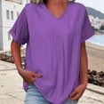 thumbnail image 2 of Tweang Peasant Blouses for Women Collared Roll Up Long Sleeve Blouses Boho Ethnic Style Peasant Tee Cotton Linen Tops for Women Womens Cotton Linen Button Down Shirts Boho Peasant Blouse Purple M, 2 of 4